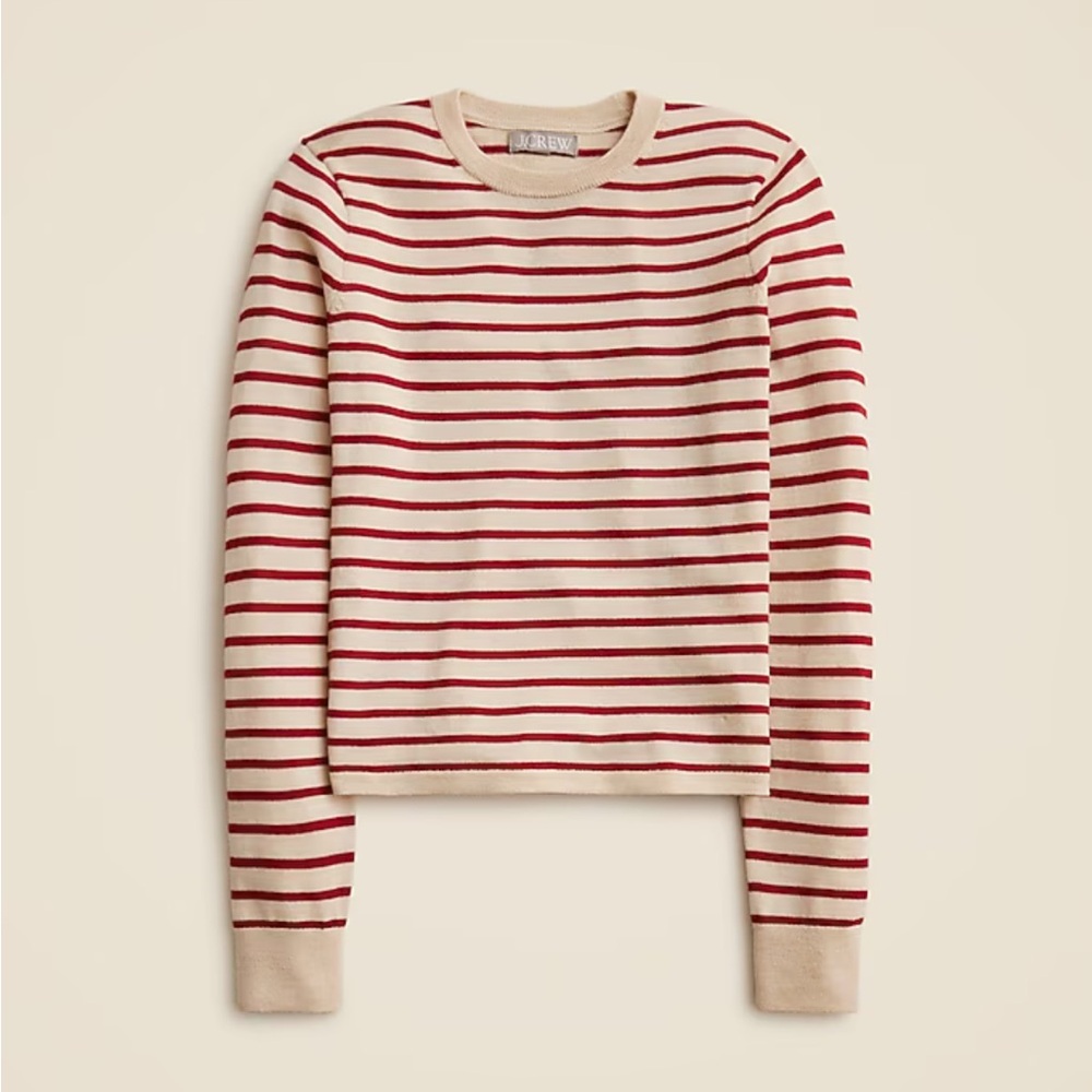 JCrew Carolyn fitted crewneck sweater in striped merino wool